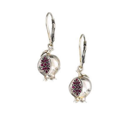 Pomegranate Dangle Earrings in Sterling Silver 925