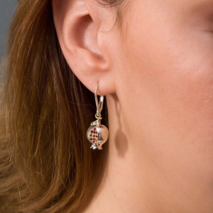 Pomegranate earrings in 18k Gold and Silver with ruby1655