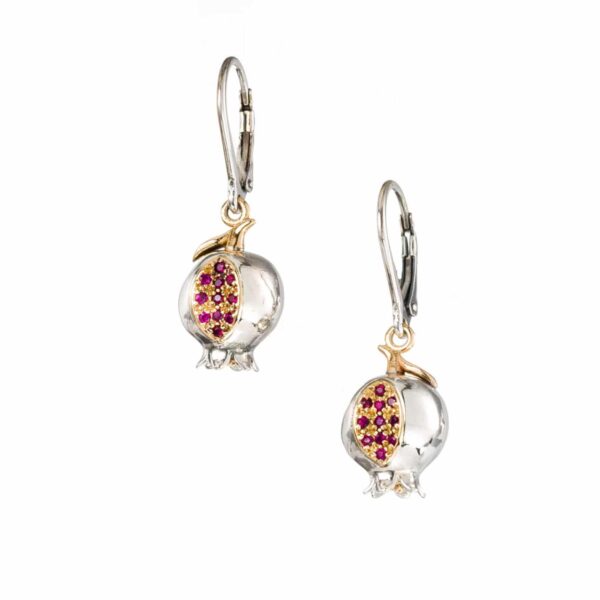 Pomegranate earrings in 18k Gold and Silver with ruby1655a