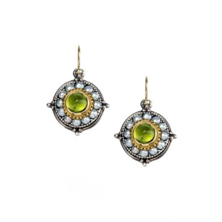 Round Earrings in k18 Yellow Gold and Sterling Silver 925