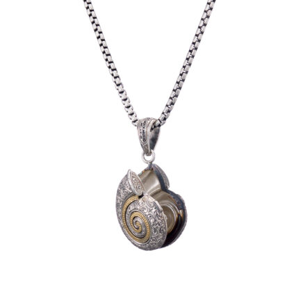 Sea Snail Locket Pendant in k18 Gold and Silver 3432