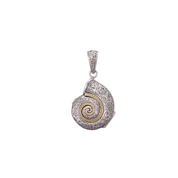 Sea Snail Locket Pendant in k18 Gold and Silver 3432 b