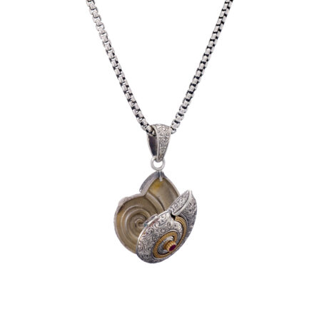 Sea Snail Locket Pendant in k18 Gold and Silver 3433 open