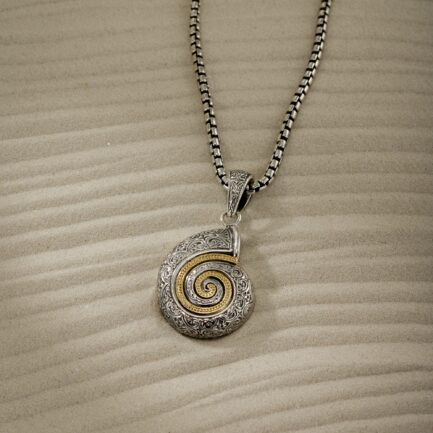 Sea Snail Pendant in 18k Gold and Silver 3427a