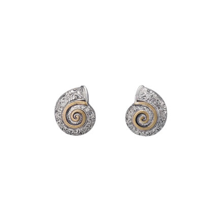 Sea Snail stud Earrings in 18K Gold and silver