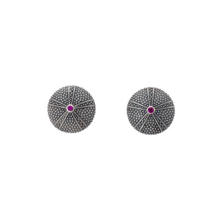 Sea Urchin Stud Earrings in Sterling Silver