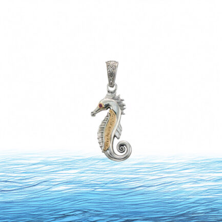 Seahorse Medium Pendant in 18k Gold and Silver 3435