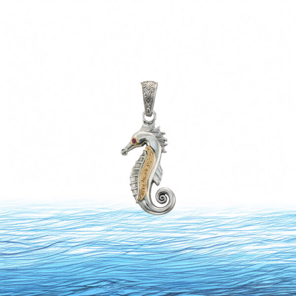 Seahorse Medium Pendant in 18k Gold and Silver 3435