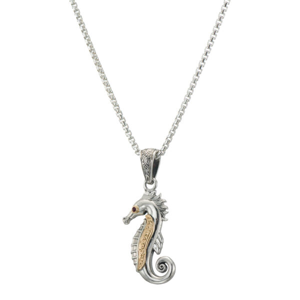 Seahorse Medium Pendant in 18k Gold and Silver 3435 b