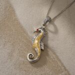 Seahorse Pendant in 18k Yellow Gold and Sterling Silver 3423