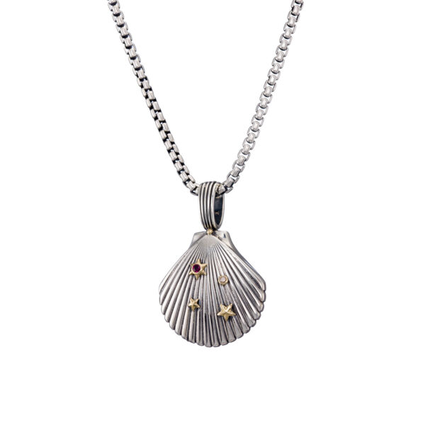 Seashell Pendant in 18k Yellow Gold and Silver 3430