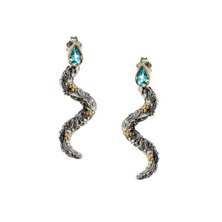 Snake Stud Earrings in 18K Gold and Sterling Silver