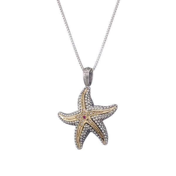 Starfish Pendant in 18k Gold and Silver 3425chain