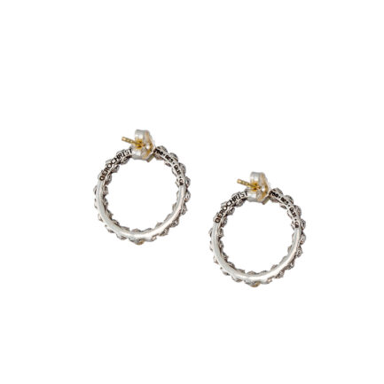 Stud Circle Earrings with 18k Gold and Silver -10012-back