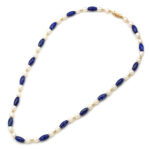 Freshwater Pearl and Lapis Lazuli Necklace with 14K Gold