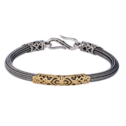 Braided Floral Chain Bracelet in Gold and Silver