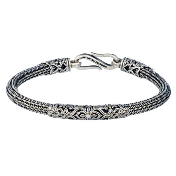 Braided Floral Chain Bracelet in Sterling Silver