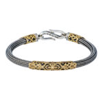 Braided Floral Chain Bracelet with Gold Accents