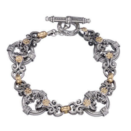 Vintage Floral Bracelet in Gold and Silver