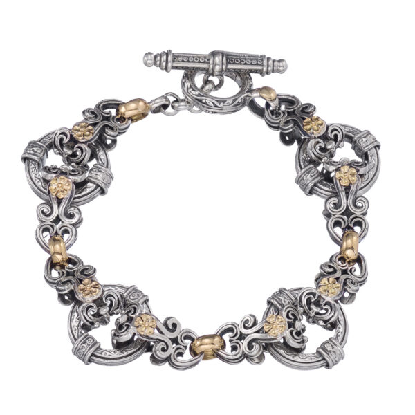 Vintage Floral Bracelet in Gold and Silver - Image 2