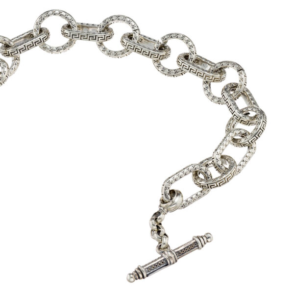 Greek Key Link Bracelet in Sterling Silver - Image 2