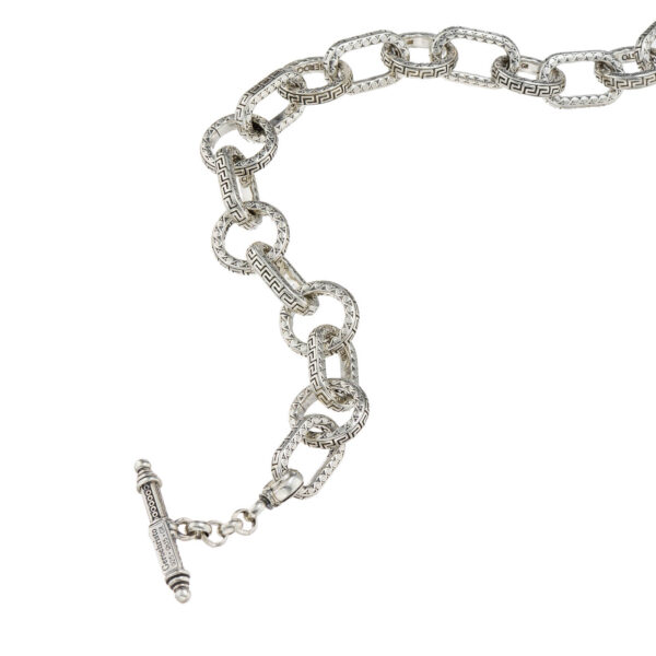Greek Key Link Bracelet in Sterling Silver - Image 3