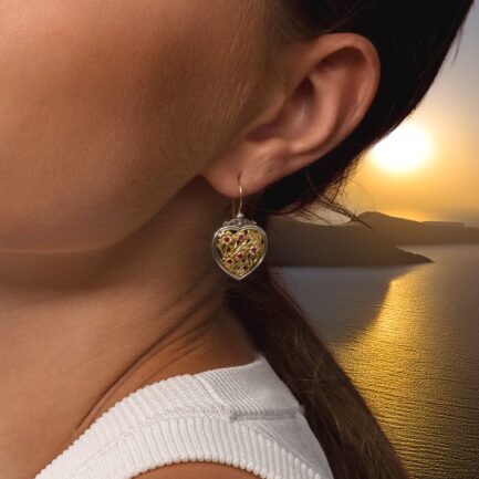 Heart Earrings with Flowers