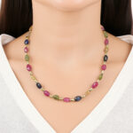 Multi Collor Sapphire necklace 7.0x9.0mm K18
