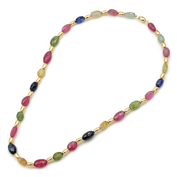 Multi Collor Sapphire necklace 7.0x9.0mm K18