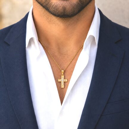 Two Toned Cross in14k Gold
