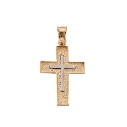 Two Toned Cross in14k Gold