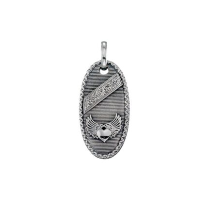 Winged Heart Talisman Pendant in Sterling Silver 925