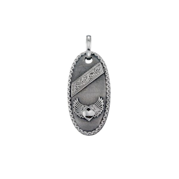 Winged Heart Talisman Pendant in Sterling Silver 925 - Image 2
