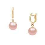 Hoop Earrings pink Akoya Pearls 7.5-8mm in 14k Gold