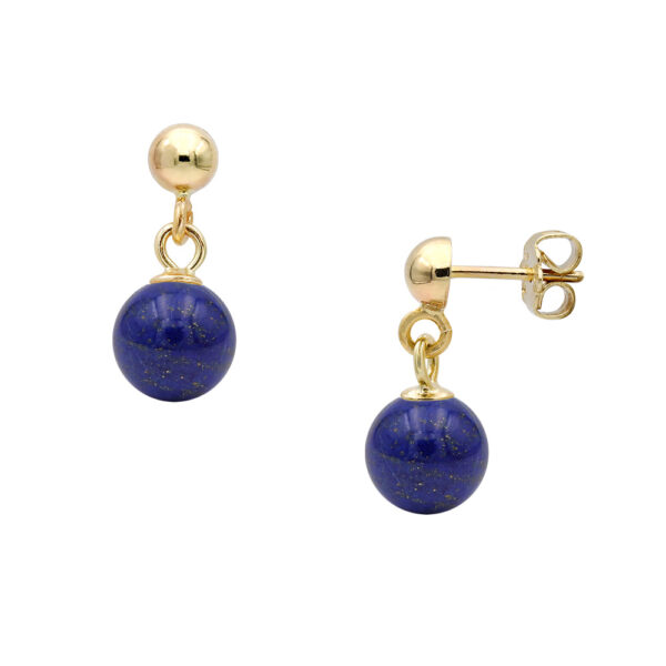 Lapis Ball 8mm Drop Earrings