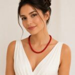 Necklace Red Coral Beads 8mm in k14