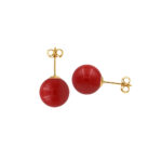 Red Coral 10mm Ball Stud Earrings