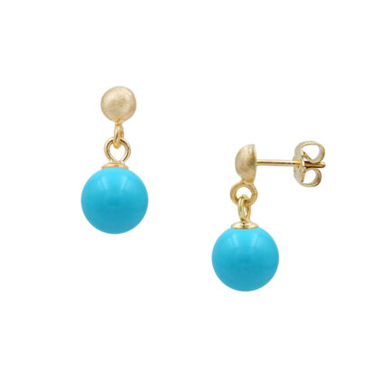 Turquoise Ball 8mm Drop Earrings