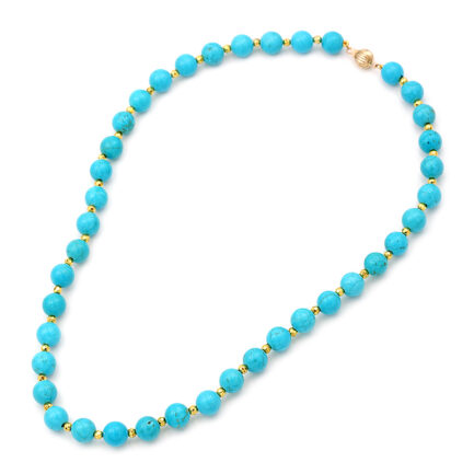 Turquoise necklace 8.0mm and hematite 14k